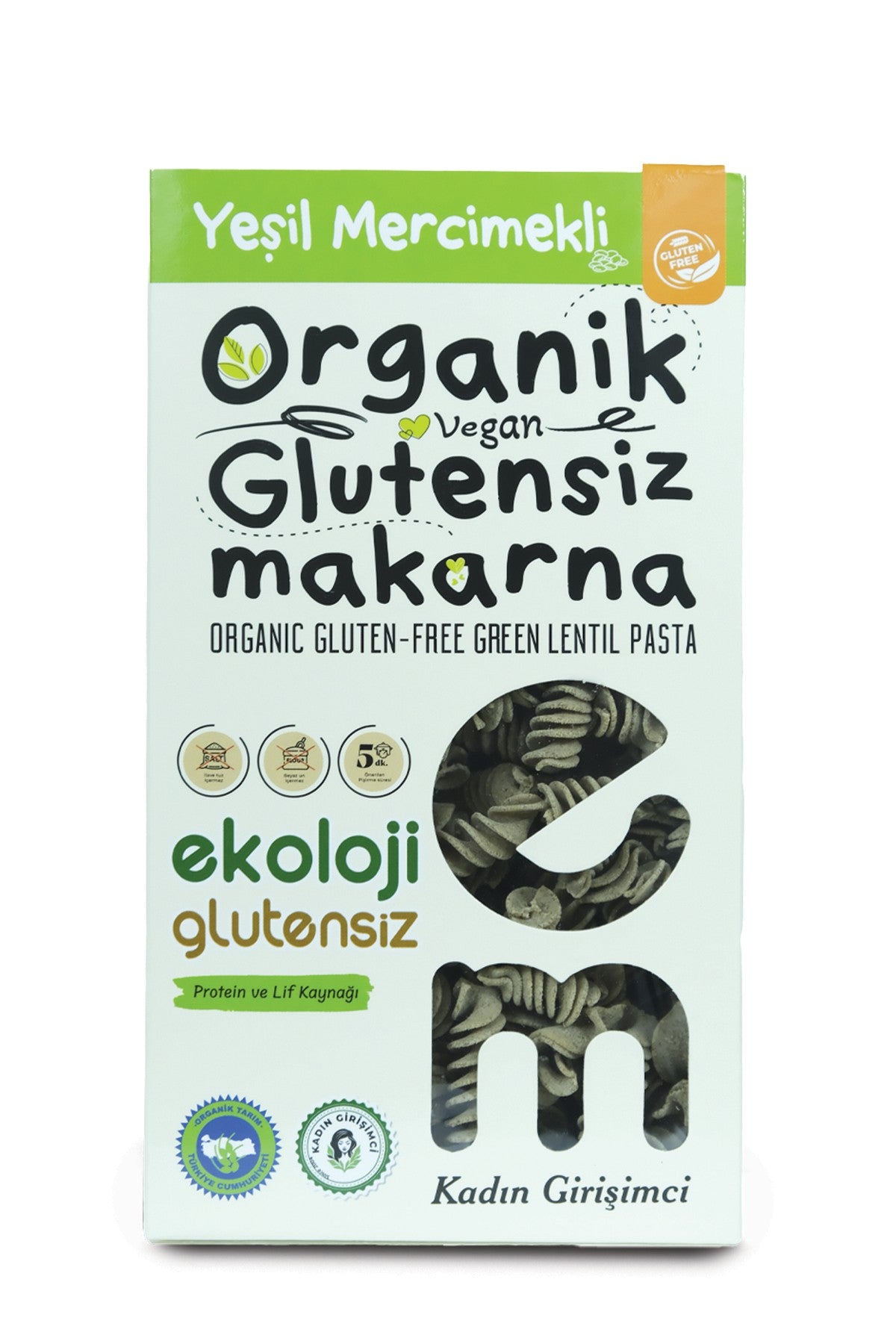 Organik Glutensiz Makarna Yeşil Mercimekli Burgu 200 Gr
