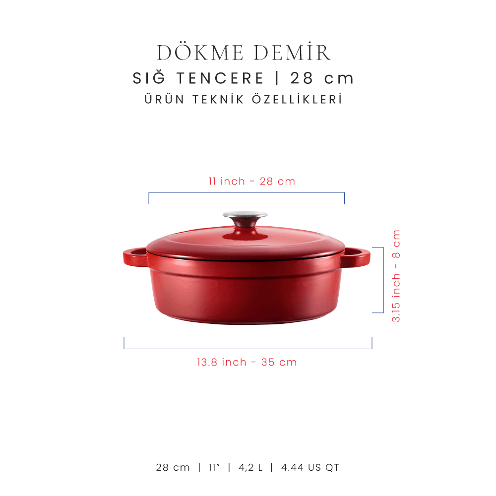 Voeux 28 cm Sığ Tencere