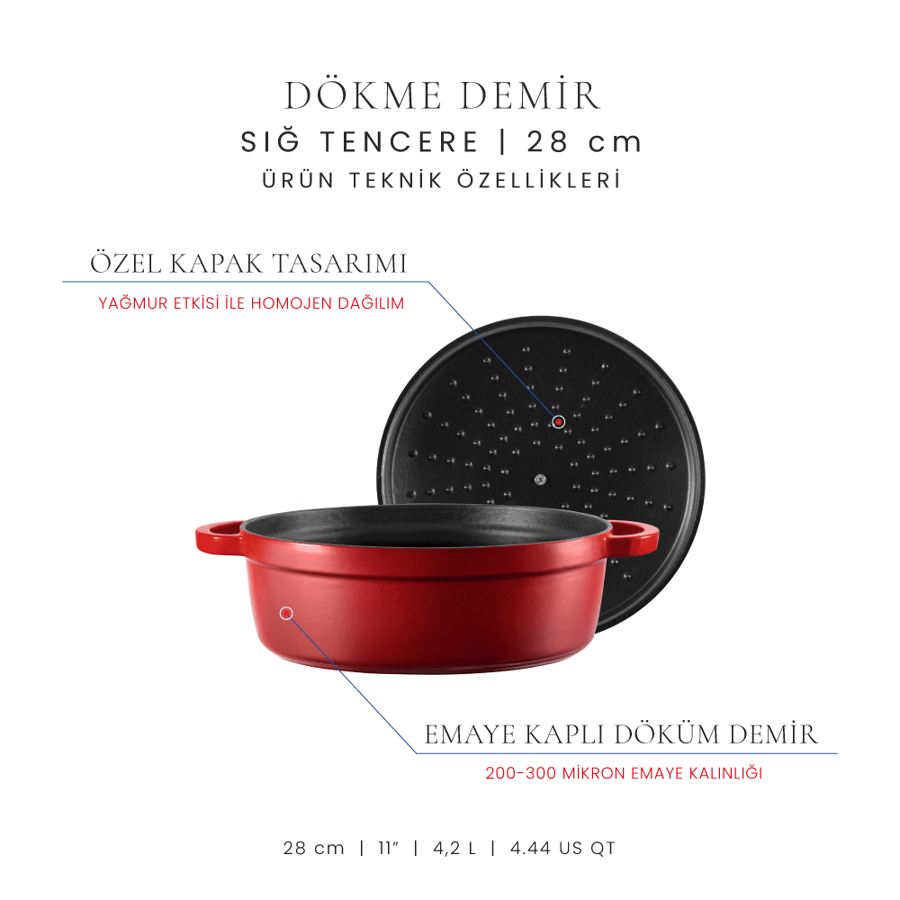 Voeux 28 cm Sığ Tencere