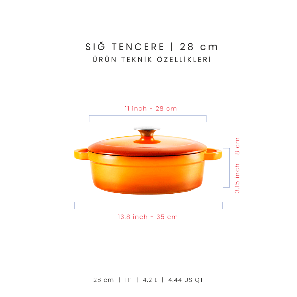 Voeux 28 cm Sığ Tencere