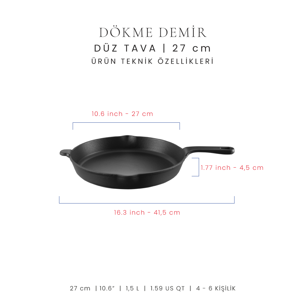 Voeux 27 cm Düz Tava