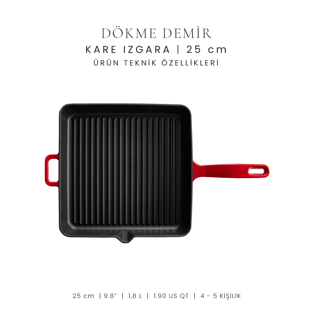 Voeux 25 Cm Kare Izgara Tava