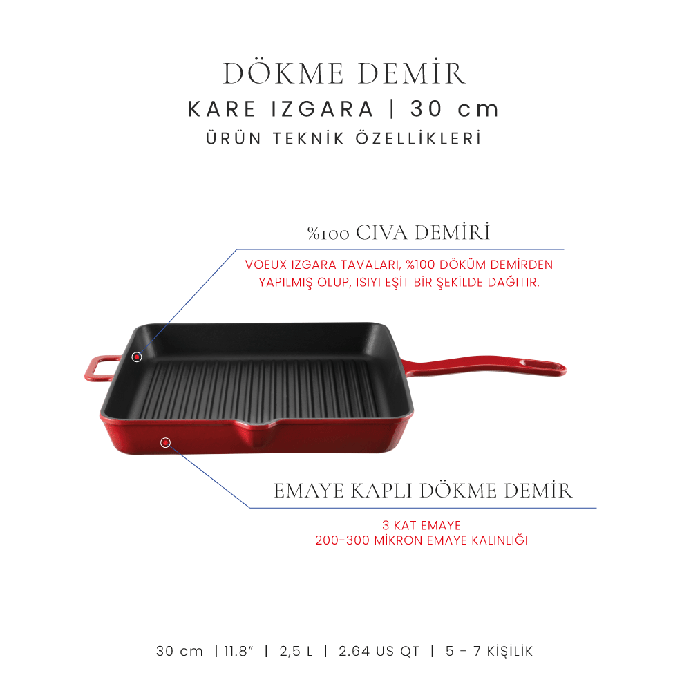 Voeux 30 Cm Kare Izgara Tava