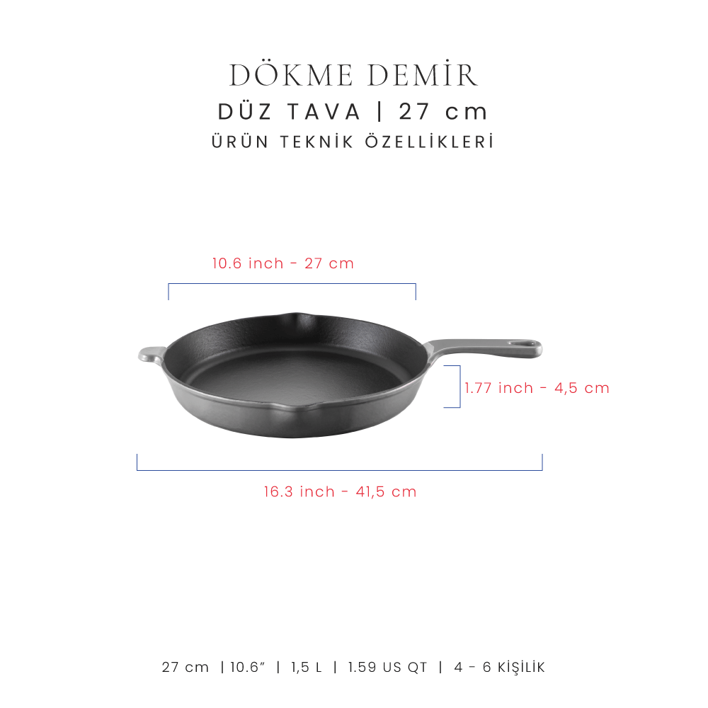 Voeux 27 cm Düz Tava