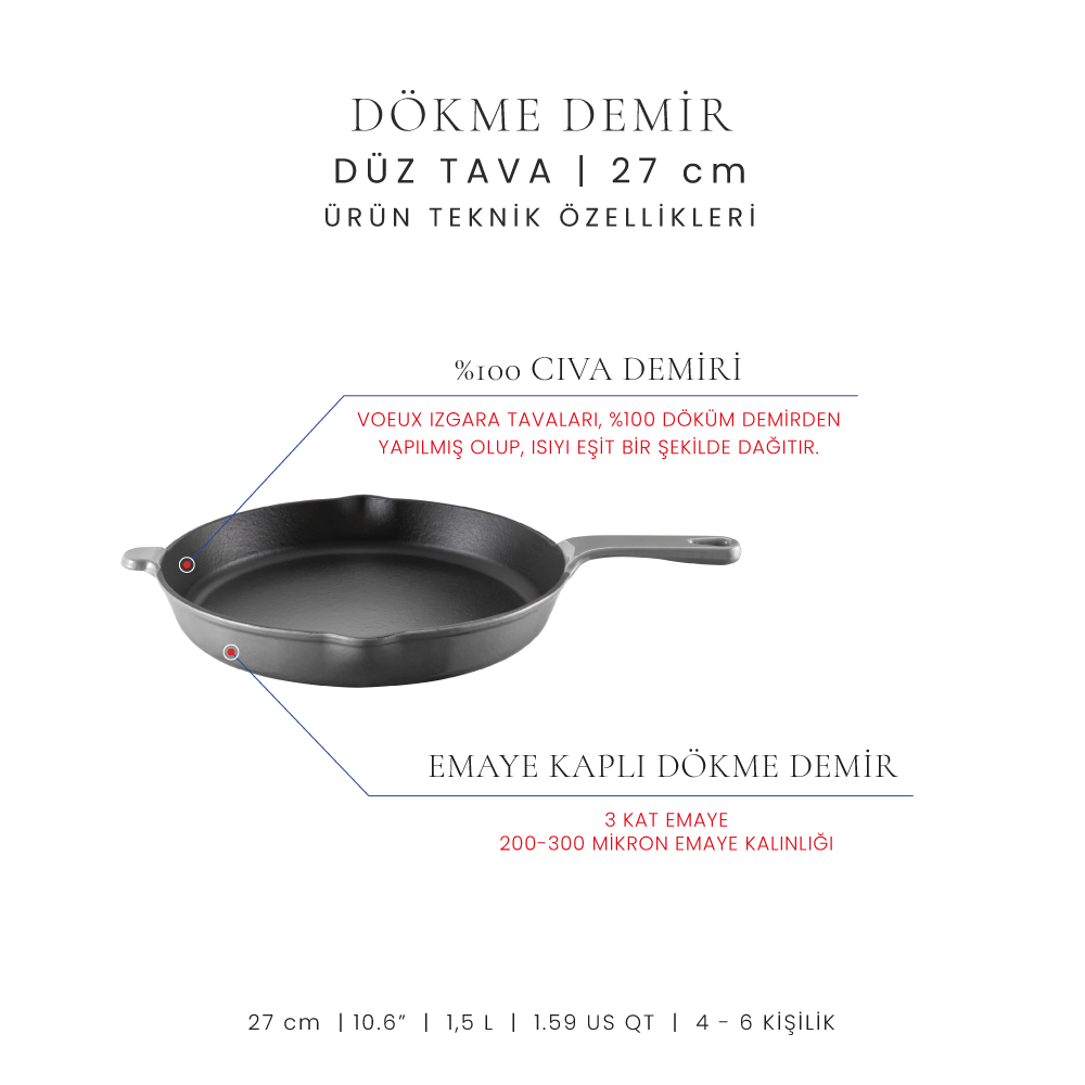 Voeux 27 cm Düz Tava