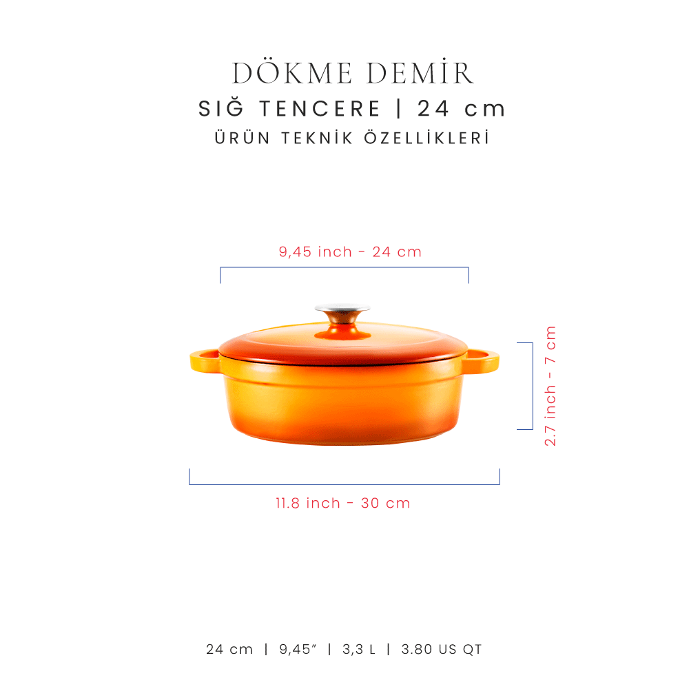 Voeux 24 cm Sığ Tencere
