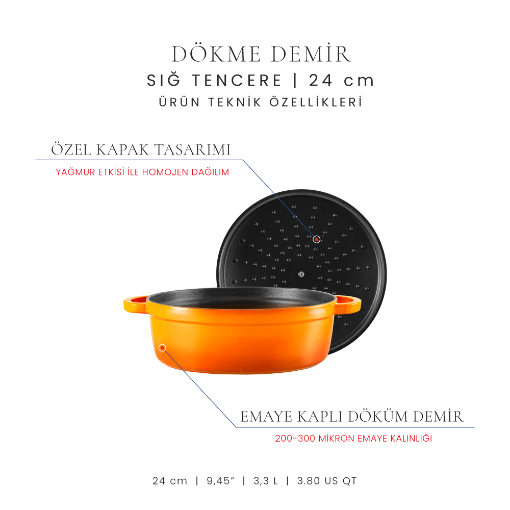 Voeux 24 cm Sığ Tencere