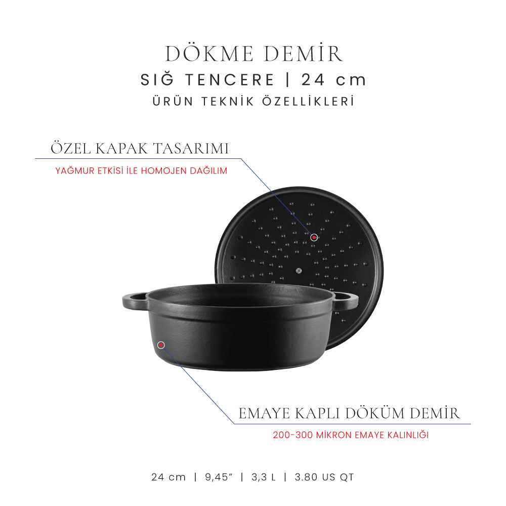 Voeux 24 cm Sığ Tencere