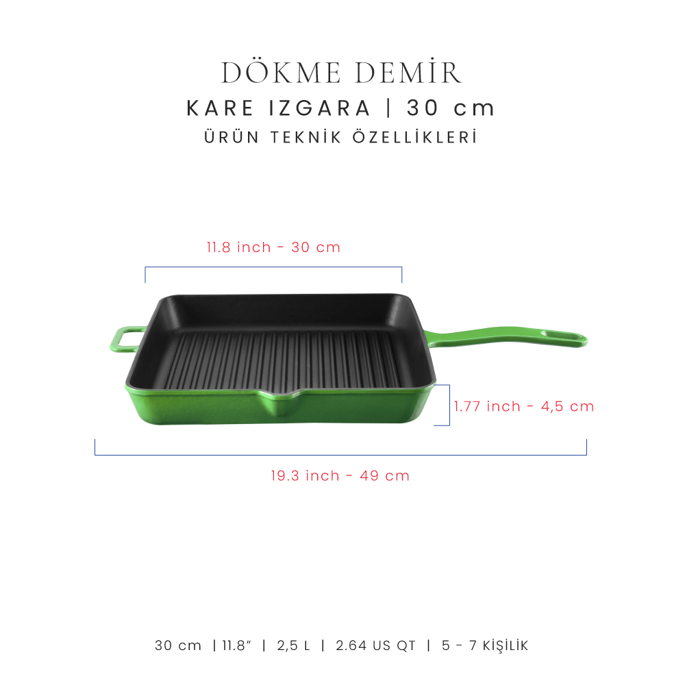 Voeux 30 Cm Kare Izgara Tava