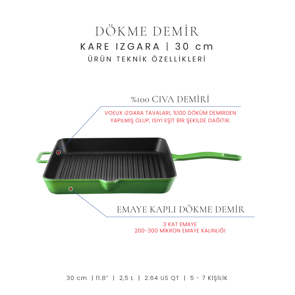 Voeux 30 Cm Kare Izgara Tava