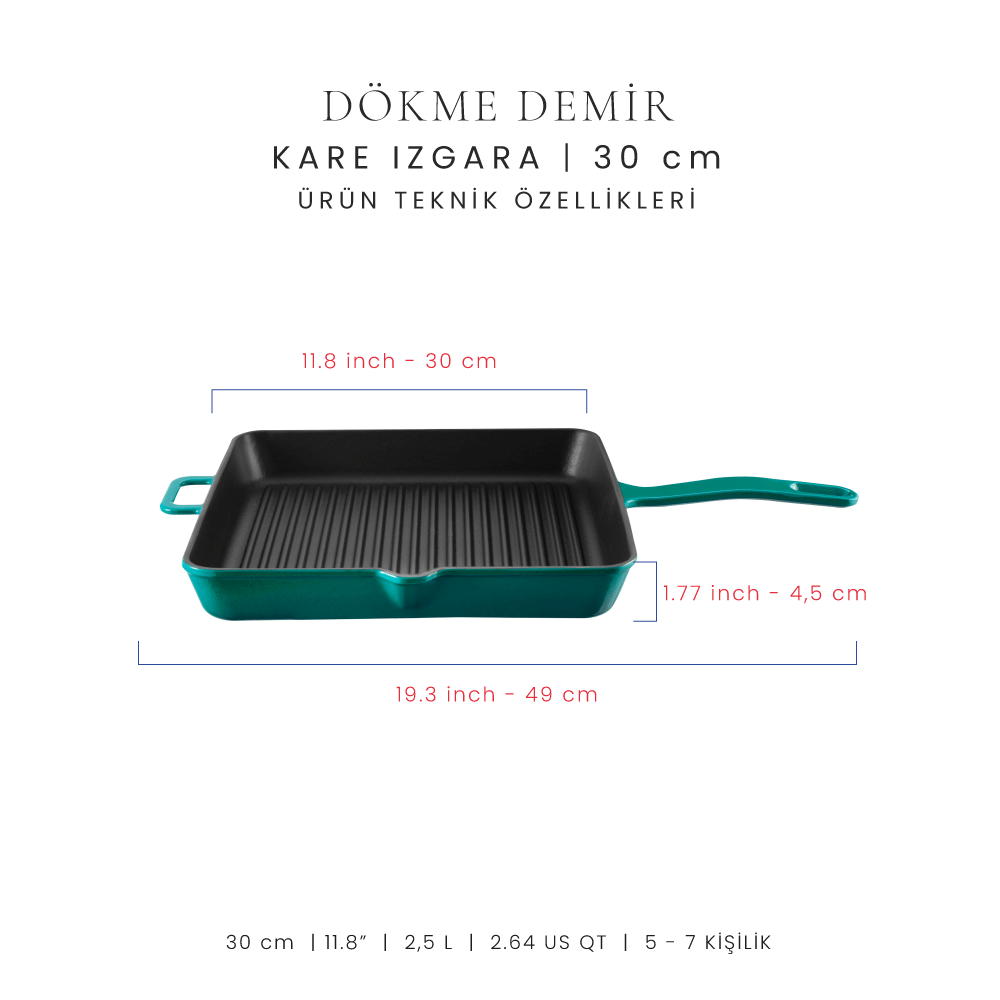Voeux 30 Cm Kare Izgara Tava