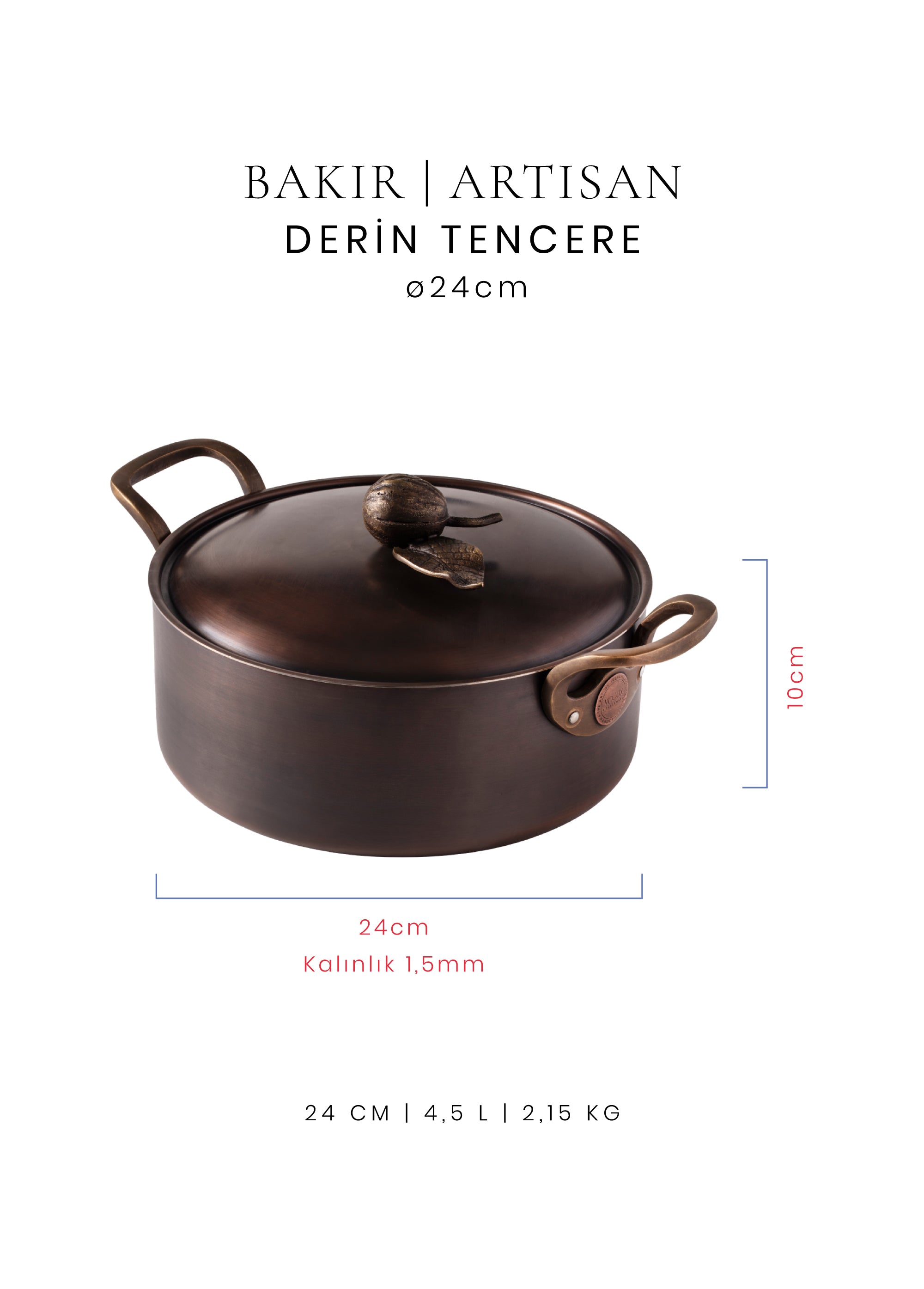 Voeux Derin Tencere - Bakır - Artisan