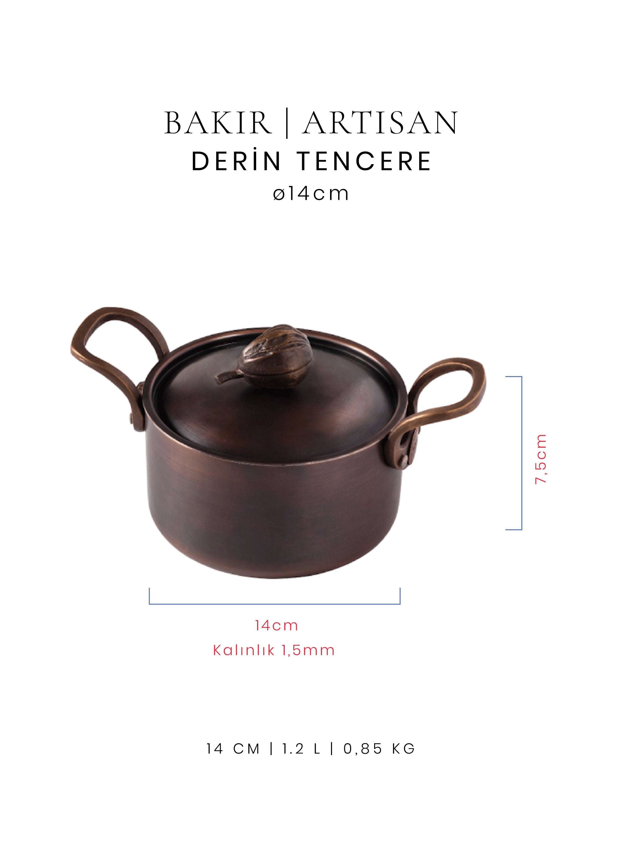 Voeux Derin Tencere - Bakır - Artisan
