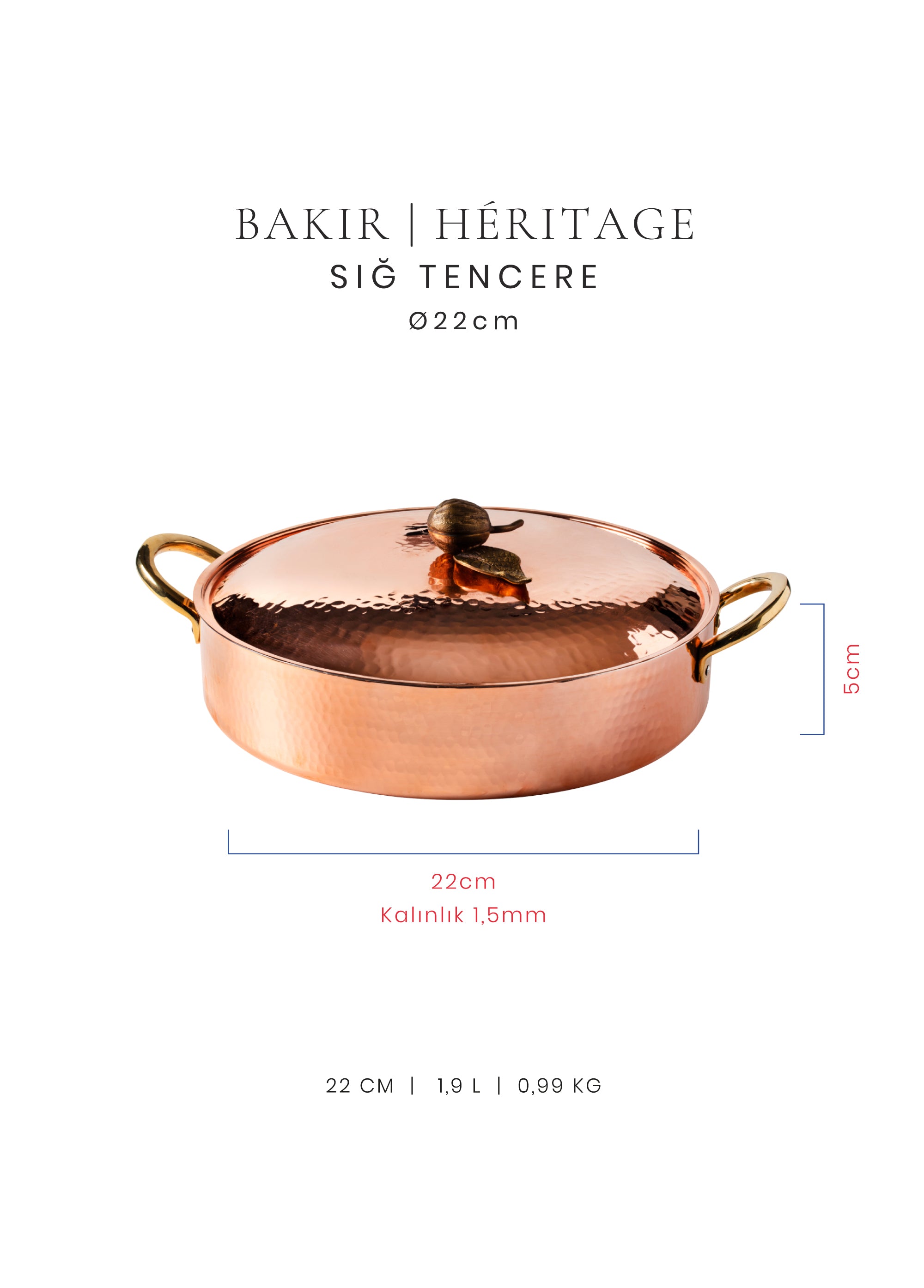 Voeux Sığ Tencere - Bakır - Héritage