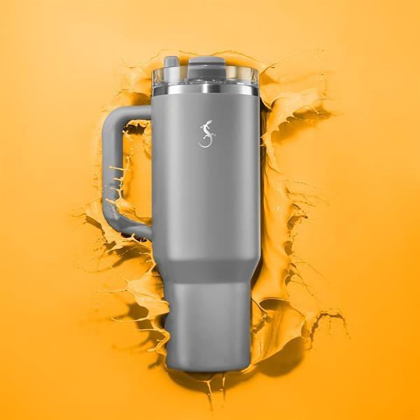 Lurch - “Big Cup” 1.2 L Granit Gri, Paslanmaz Çelik Termos - Uzatılabilir Pipetli, Çift Cidarlı, Sızdırmaz - 240878