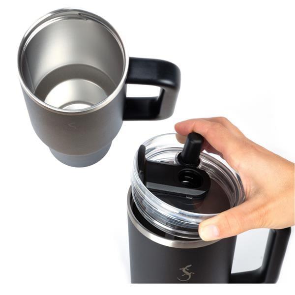 Lurch - “Big Cup” 1.2 L Mat Siyah, Paslanmaz Çelik Termos - Uzatılabilir Pipetli, Çift Cidarlı, Sızdırmaz - 240978