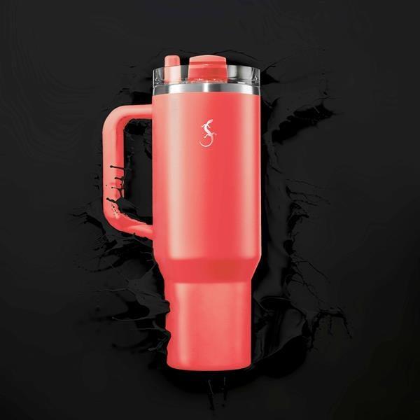 Lurch - “Big Cup” 1.2 L Mercan Pembe, Paslanmaz Çelik Termos - Uzatılabilir Pipetli, Çift Cidarlı, Sızdırmaz - 240876