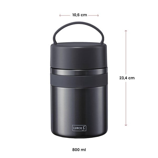 Lurch - "Iso-Pot" 800 ml Metalik Gri, Paslanmaz Çelik - Çift Cidarlı Yemek Termosu - 240844