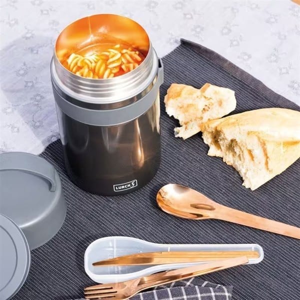 Lurch - "Iso-Pot" 800 ml Metalik Gri, Paslanmaz Çelik - Çift Cidarlı Yemek Termosu - 240844
