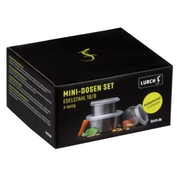 Lurch - Mini Saklama Seti, 100-200-400 ml, Paslanmaz Çelik, Silikon Sızdırmaz Kapaklı, Fırınlanabilir - 240885