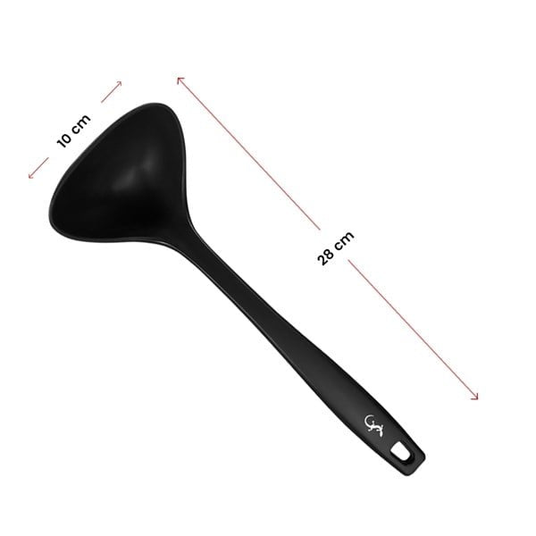 Lurch - Platin Silikon Çorba Kepçesi 28 cm Siyah - Yanmaz, Yapışmaz, Bükülmez, Çizmez, Tat ve Koku Bırakmaz - 240612
