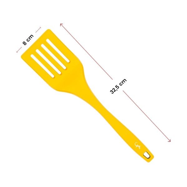 Lurch - Platin Silikon Delikli Spatula 32,5 cm Sarı - Yanmaz, Yapışmaz, Bükülmez, Çizmez, Tat ve Koku Bırakmaz - 240043