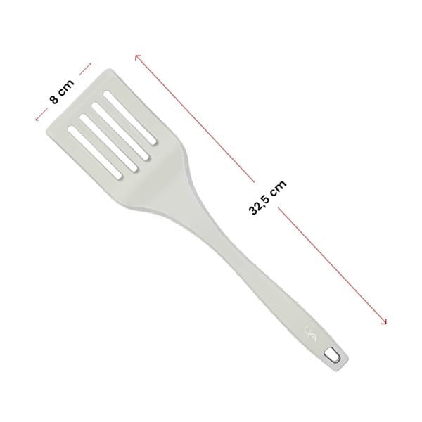 Lurch - Platin Silikon Delikli Spatula 32,5 cm Açık Gri - Yanmaz, Yapışmaz, Bükülmez, Çizmez, Tat ve Koku Bırakmaz - 240003