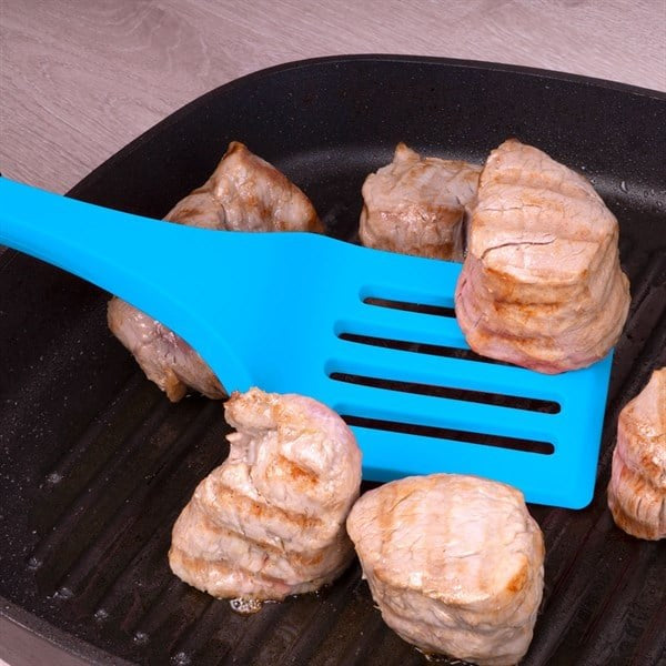 Lurch - Platin Silikon Delikli Spatula 32,5 cm Mavi - Yanmaz, Yapışmaz, Bükülmez, Çizmez, Tat ve Koku Bırakmaz - 240103