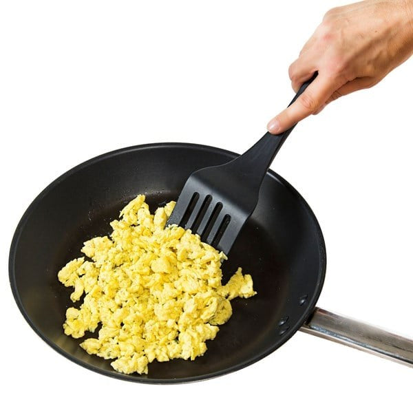 Lurch - Platin Silikon Delikli Spatula 32,5 cm Siyah - Yanmaz, Yapışmaz, Bükülmez, Çizmez, Tat ve Koku Bırakmaz - 240603
