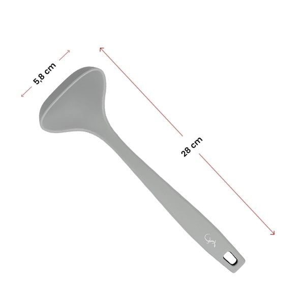 Lurch - Platin Silikon Sos Kepçesi 28 cm Açık Gri - Yanmaz, Yapışmaz, Bükülmez, Çizmez, Tat ve Koku Bırakmaz - 240015