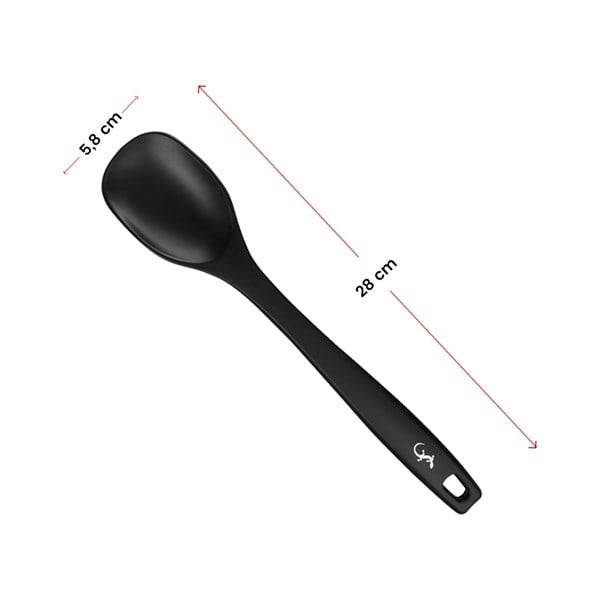 Lurch - Platin Silikon Yemek Kaşığı 28 cm Siyah - Yanmaz, Yapışmaz, Bükülmez, Çizmez, Tat ve Koku Bırakmaz - 240601