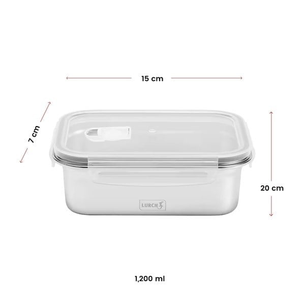 Lurch - "Safety" 1,200 ml Sızdırmaz, Fırınlanabilir, Paslanmaz Çelik, Vakumlu Saklama Kabı - 240893