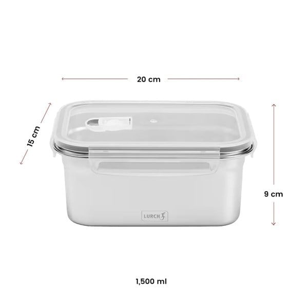 Lurch - "Safety" 1,500 ml Sızdırmaz, Fırınlanabilir, Paslanmaz Çelik, Vakumlu Saklama Kabı - 240894