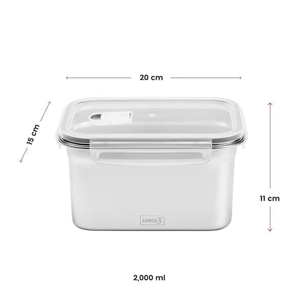 Lurch - "Safety" 2,000 ml Sızdırmaz, Fırınlanabilir, Paslanmaz Çelik, Vakumlu Saklama Kabı - 240895