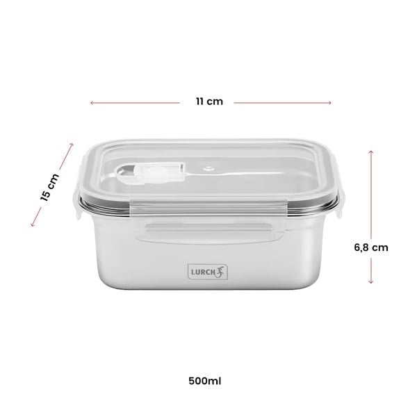 Lurch - "Safety" 500 ml Sızdırmaz, Fırınlanabilir, Paslanmaz Çelik, Vakumlu Saklama Kabı - 240890