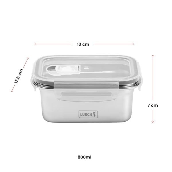 Lurch - "Safety" 800 ml Sızdırmaz, Fırınlanabilir, Paslanmaz Çelik, Vakumlu Saklama Kabı - 240891