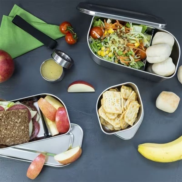 Lurch - “Salad Box” 1,200 ml Paslanmaz Çelik, Beslenme/Salata Kabı, Fırınlanabilir -Silikon Kayışlı - 240938