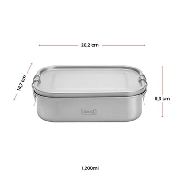 Lurch - "Snap" 1,200 ml Sızdırmaz, Fırınlanabilir, Komple Paslanmaz Çelik Ayraçlı Öğle Yemeği Kutusu - 240881