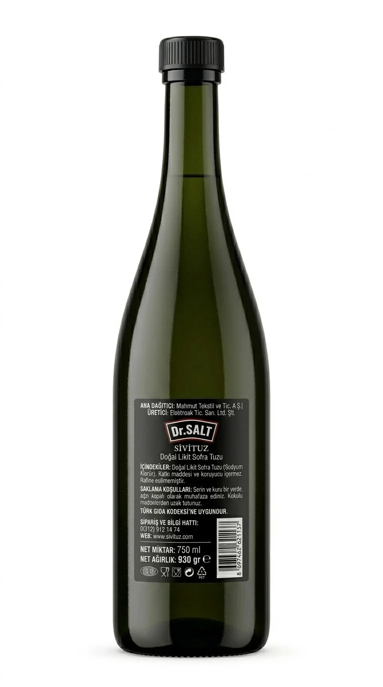 84 Mineralli Doğal Sıvı Tuz  Çözeltisi Yemeklik Cam Şişe - 940 Gr. 750 Ml.