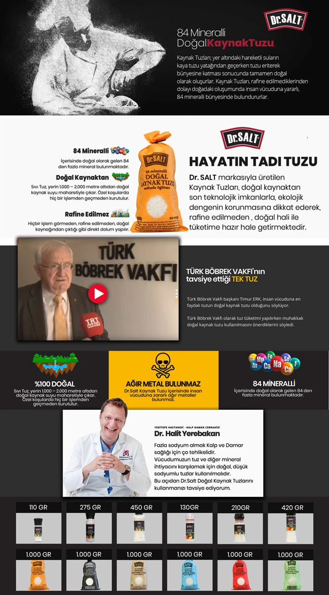 84 Mineralli Doğal Kaynak Tuzu Bez Paket -  1000 Gr.