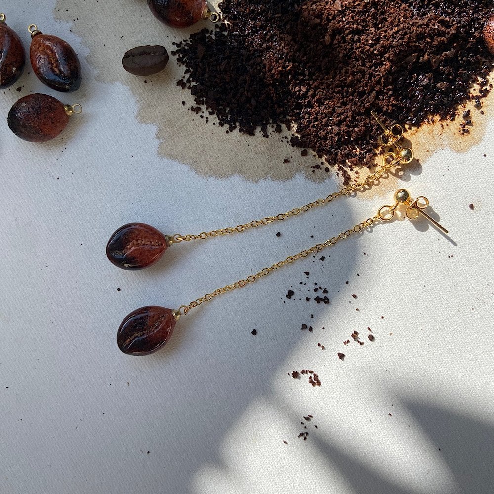 Kahve Çekirdeği Sallantılı Küpe